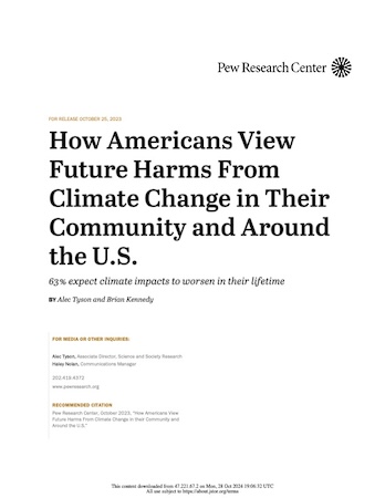 How Americans View Future Harms From Climate Change in Their Community and Around the U.S.: 63% expect climate impacts to worsen in their lifetime